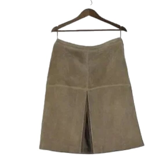 Loft 100% Leather Yellowstone Skirt Tan Size 12 - Picture 1 of 10